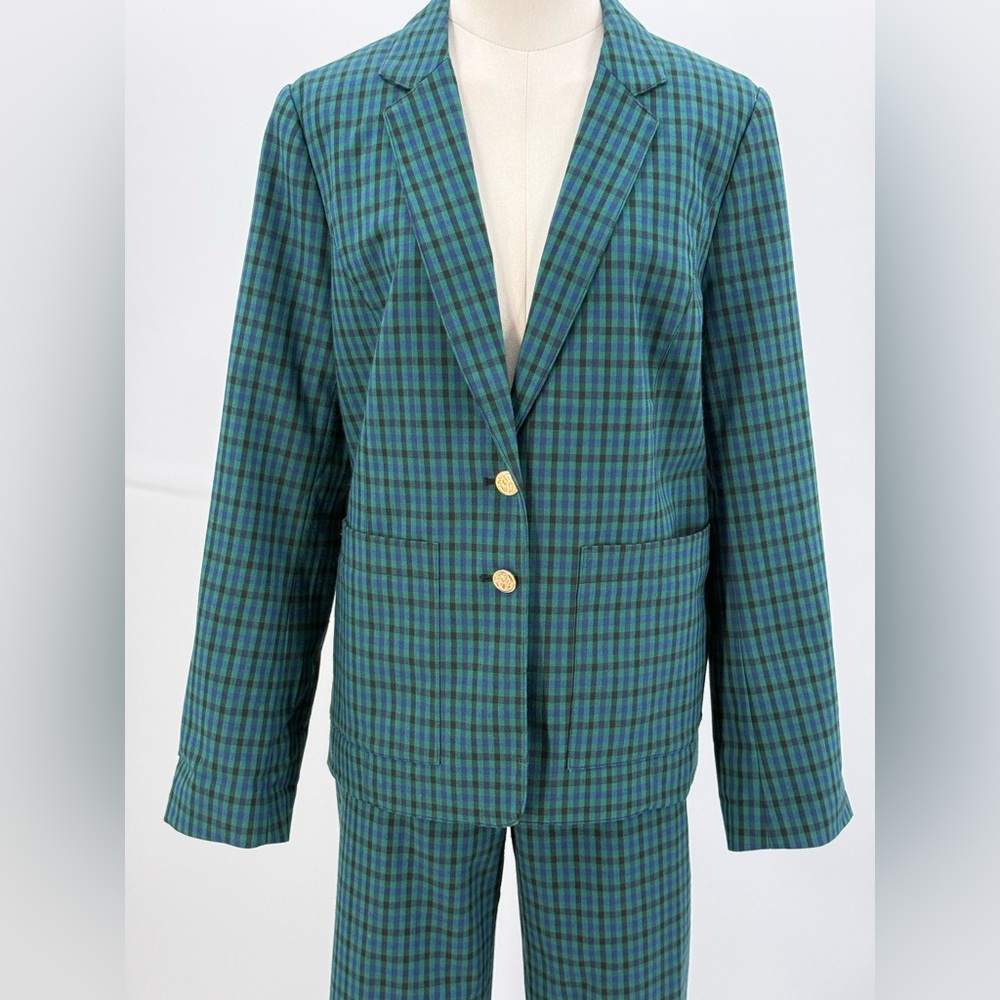 Draper James Sophisticated Green Plaid Two-Piece Suit – Office to Evening Style - Picture 12 of 15